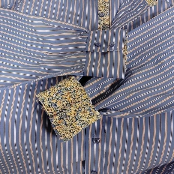 𝅺BOGARI men's button down long sleeve flip cuff dress shirt size xl - Picture 4 of 12